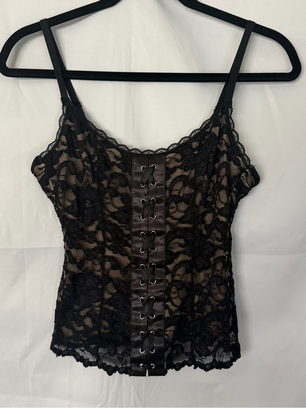 VTG Y2K Express Corset Tank Top Sz M Lacy Goth Fairy Grunge Witchy Indie Sleaze